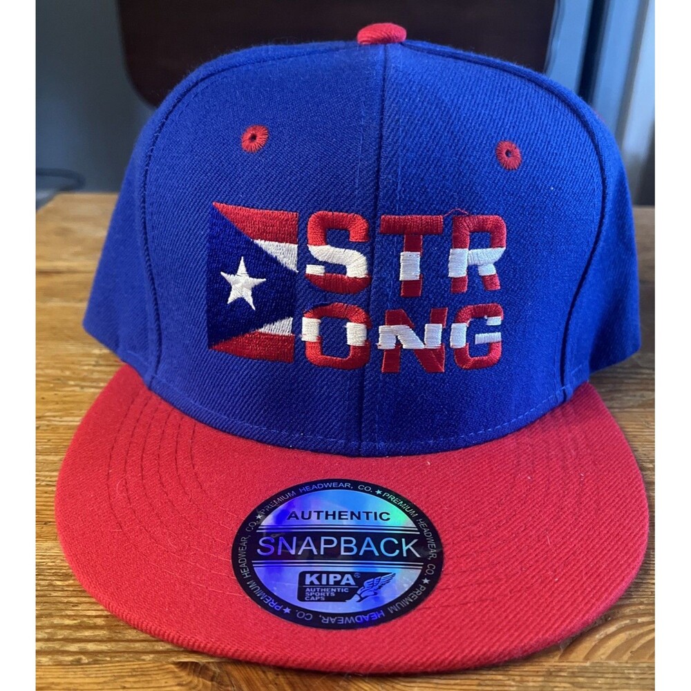 Puerto Rico Strong Hat Blue Red Adjustable Snapback Flat Bill KIPA PR